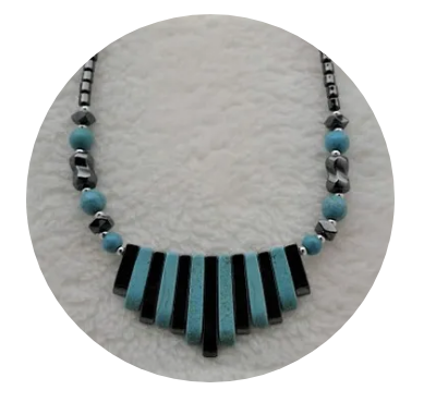 Turquoise and hematite stone necklace — Innovated Designs
