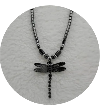Black hematite dragonfly pendant necklace — Inspired by You
