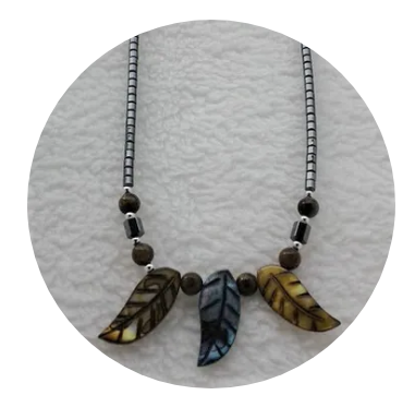 Semi-precious stone leaf charm necklace — Custom Orders Available